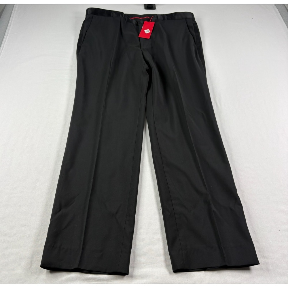 Hugo Boss Wool Pants Mens 38x30 Black Dress Slacks Flat Front NEW